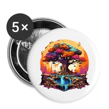 Herbstlicher Lebensbaum - Buttons klein 25 mm (5er Pack) - Weiß - Vorne