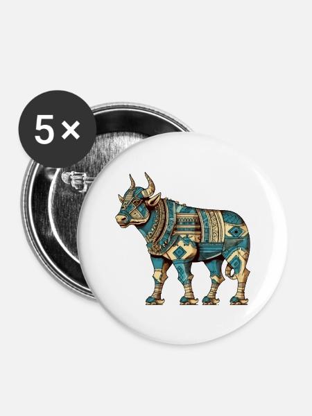 Ägyptischer Stier Nr. 2 - Buttons klein 25 mm (5er Pack) - Weiß