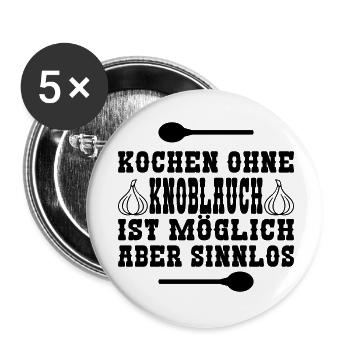 Kochen ohne Knoblauch - Buttons klein 25 mm (5er Pack) - Weiß - Vorne