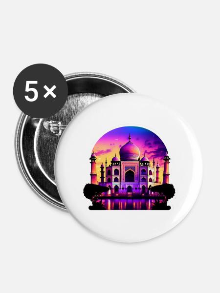 Tja Mahal - Buttons klein 25 mm (5er Pack) - Weiß