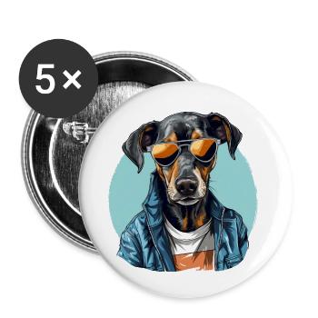 Street Style Dog | Dog Lovers - Buttons small 1''/25 mm (5-pack) - white - Front