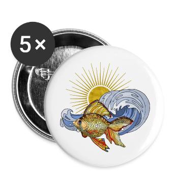 Poisson - Lot de 5 petits badges (25 mm) - blanc - Devant