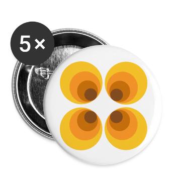 70er Jahre Blume Muster - Buttons klein 25 mm (5er Pack) - Weiß - Vorne