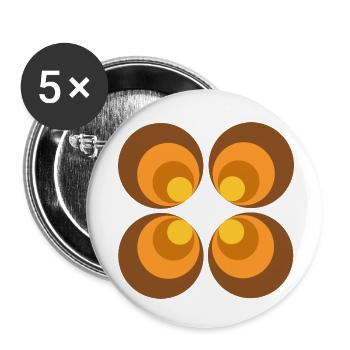 des années 70 motif de fleur - Lot de 5 petits badges (25 mm) - blanc - Devant