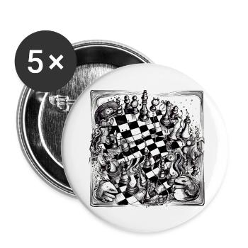 Abstraction échiquéenne n°2 - Lot de 5 petits badges (25 mm) - blanc - Devant