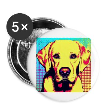 Labrador Pop Art - Lot de 5 petits badges (25 mm) - blanc - Devant