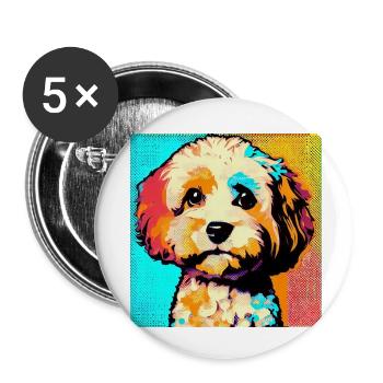 Cavapoo Pop Art - Lot de 5 petits badges (25 mm) - blanc - Devant