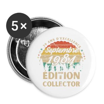 39 ans Septembre 1984 édition collector - Lot de 5 petits badges (25 mm) - blanc - Devant