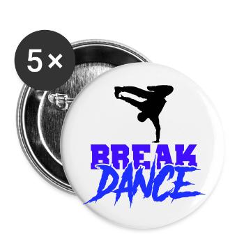 break dance - Buttons klein 25 mm (5er Pack) - Weiß - Vorne