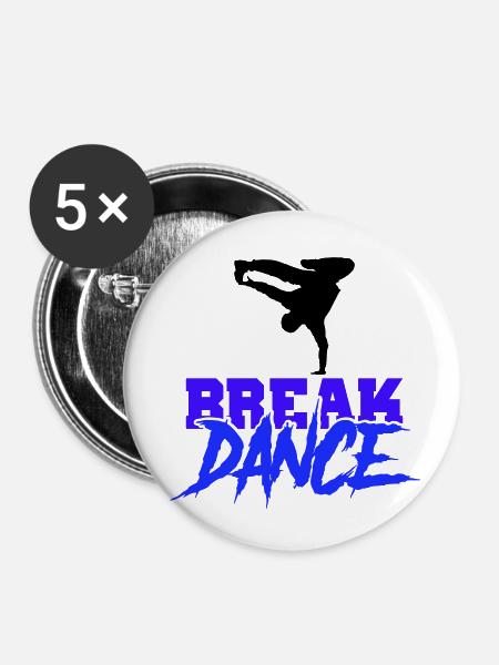 break dance - Buttons klein 25 mm (5er Pack) - Weiß