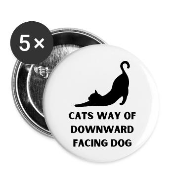 Cats way of downward facing dog - Yoga Katze - Buttons small 1''/25 mm (5-pack) - white - Front