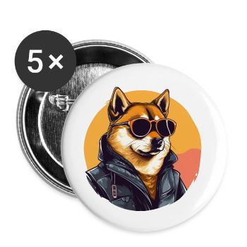 Shiba Hund | Streetwear-Grafik - Buttons klein 25 mm (5er Pack) - Weiß - Vorne