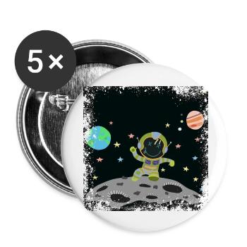 astronaute bleu vert grunge - Lot de 5 petits badges (25 mm) - blanc - Devant