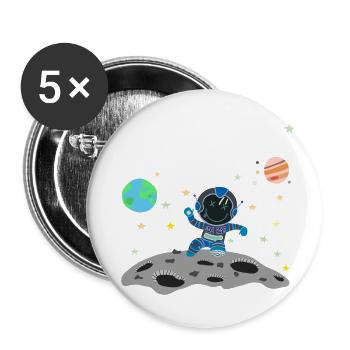 astronaute gris bleu - Lot de 5 petits badges (25 mm) - blanc - Devant