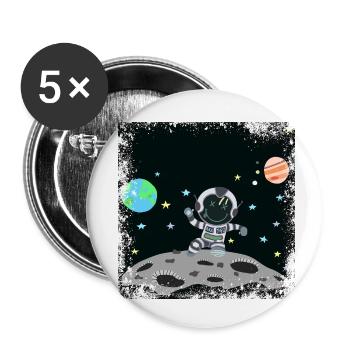 astronaute gris grunge - Lot de 5 petits badges (25 mm) - blanc - Devant