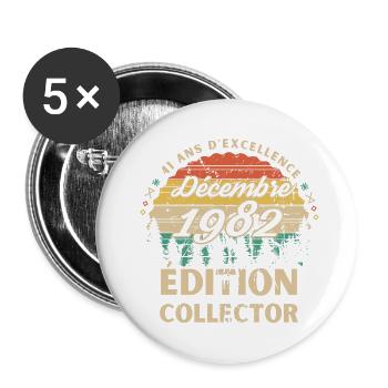 41 ans Décembre 1982 édition collector - Lot de 5 petits badges (25 mm) - blanc - Devant