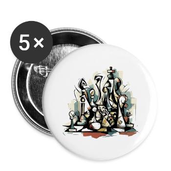 Composition échiquéenne n°5 - Lot de 5 petits badges (25 mm) - blanc - Devant