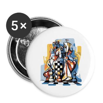 Composition échiquéenne n°3 - Lot de 5 petits badges (25 mm) - blanc - Devant