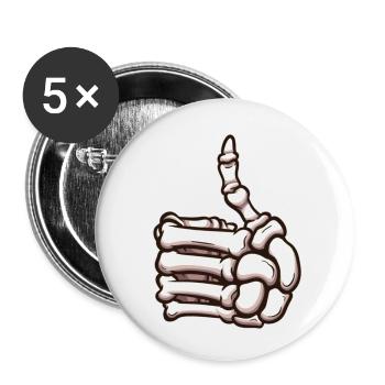Pouce squelette levé - Lot de 5 petits badges (25 mm) - blanc - Devant