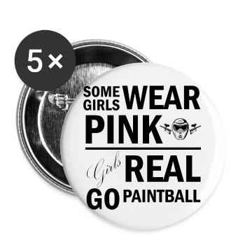 Paintball Airsoft - Lot de 5 petits badges (25 mm) - blanc - Devant