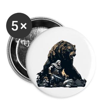 Vikings with a huge bear - Buttons small 1''/25 mm (5-pack) - white - Front