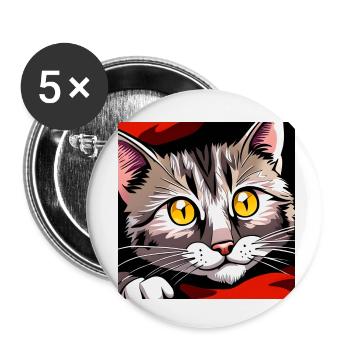Cute Cat Begging Eyes - Buttons small 1''/25 mm (5-pack) - white - Front