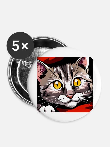 Niedliche Katze Bettelnde Augen - Buttons klein 25 mm (5er Pack) - Weiß