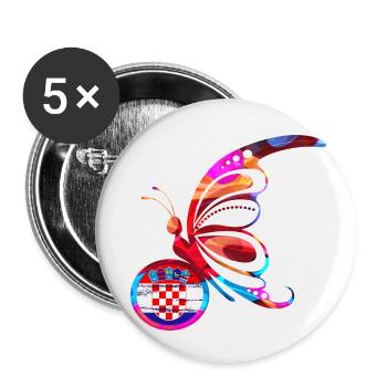 Schmetterling Natur Bunte Flagge Regenbogen Kroatien HRV - Buttons klein 25 mm (5er Pack) - Weiß - Vorne