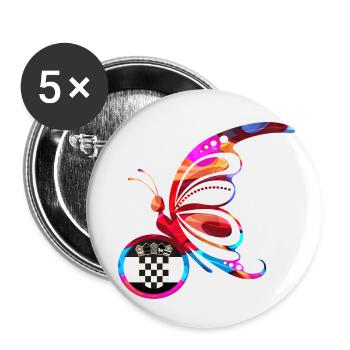 Schmetterling Natur Bunte Flagge Regenbogen Kroatien HRV - Buttons klein 25 mm (5er Pack) - Weiß - Vorne