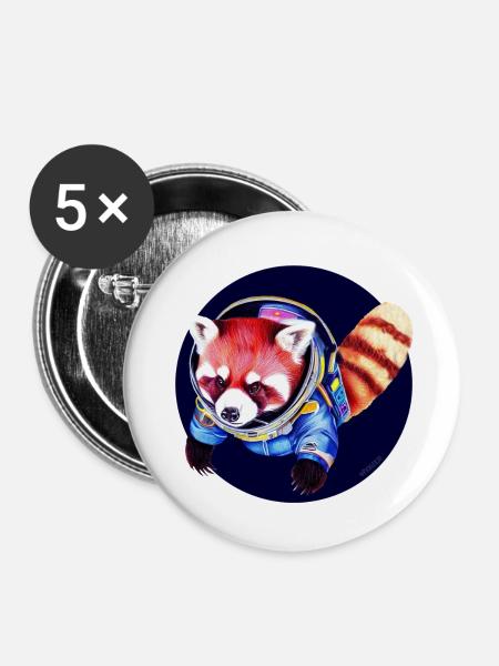 Weltraum-Panda - Buttons klein 25 mm (5er Pack) - Weiß