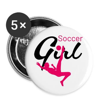 Soccer Girl Fallrückzieher - Buttons klein 25 mm (5er Pack) - Weiß - Vorne