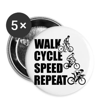 Répétition de la vitesse du cycle de marche - Lot de 5 petits badges (25 mm) - blanc - Devant