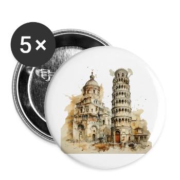 Leaning Tower of Pisa Italy abstract design - Buttons small 1''/25 mm (5-pack) - white - Front