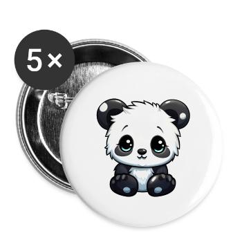 süßer Panda - Buttons klein 25 mm (5er Pack) - Weiß - Vorne