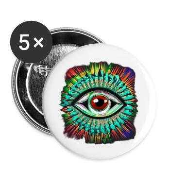 Oeil Psychédélique - Lot de 5 petits badges (25 mm) - blanc - Devant
