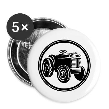 Tracteur - Lot de 5 petits badges (25 mm) - blanc - Devant