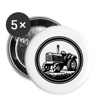 Tracteur - Lot de 5 petits badges (25 mm) - blanc - Devant