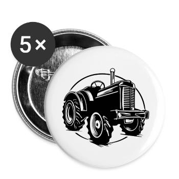 Tracteur - Lot de 5 petits badges (25 mm) - blanc - Devant