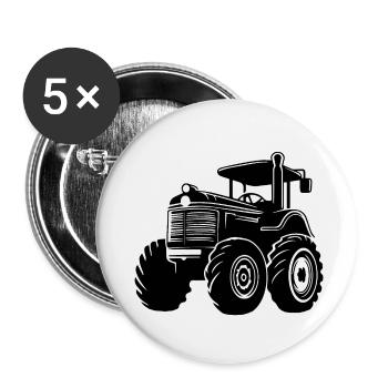 Tracteur - Lot de 5 petits badges (25 mm) - blanc - Devant