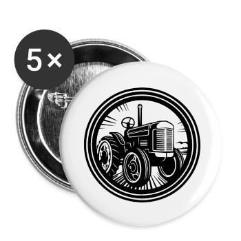 Tracteur - Lot de 5 petits badges (25 mm) - blanc - Devant