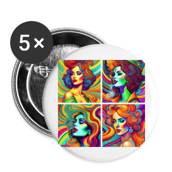 psychedelic Léa - Lot de 5 petits badges (25 mm) - blanc - Devant