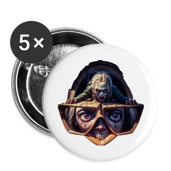 Geekhead-Zombie - Buttons klein 25 mm (5er Pack) - Weiß - Vorne