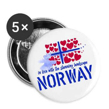 Norwegen Elche norge Norvège - Lot de 5 petits badges (25 mm) - blanc - Devant