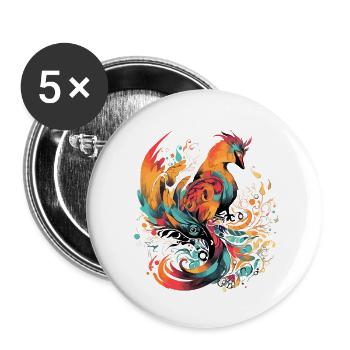 Phénix des bois - Lot de 5 petits badges (25 mm) - blanc - Devant