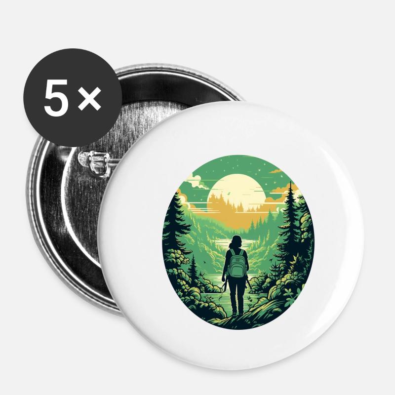 Responsible hiking in nature - Buttons small 1''/25 mm (5-pack) - white