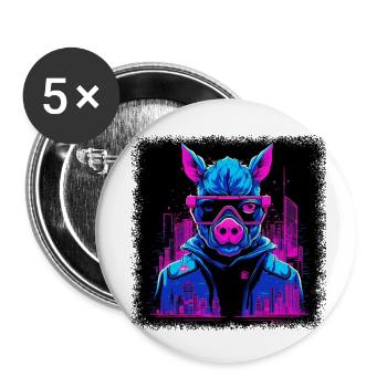Funny Pig LittlemandyArt Animal Shelter Vegetarian - Buttons small 1''/25 mm (5-pack) - white - Front