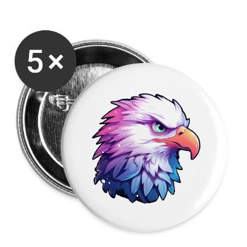 Eagle's head - Buttons small 1''/25 mm (5-pack) - white - Front