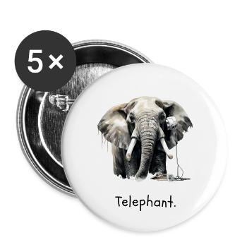 Telephant. - Buttons small 1''/25 mm (5-pack) - white - Front