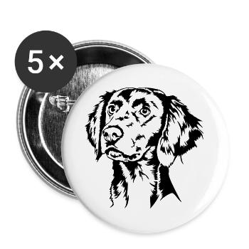 Weimaraner à poil long portrait chien chiens Wilsigns - Lot de 5 petits badges (25 mm) - blanc - Devant