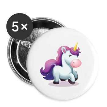 Licorne - Lot de 5 petits badges (25 mm) - blanc - Devant